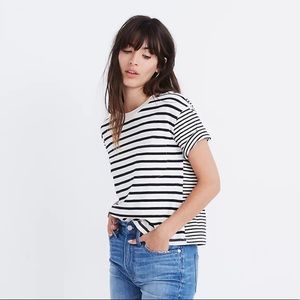 Madewell Easy Crop Tee in Stripe-Mix